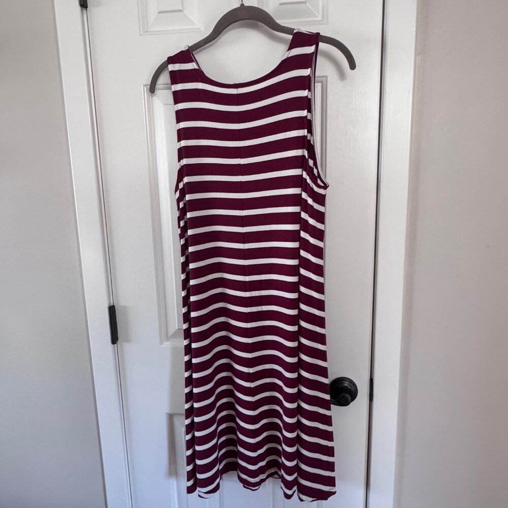 Old Navy Womens Maroon and White Striped Dress Size L Large - Picture 7 of 7